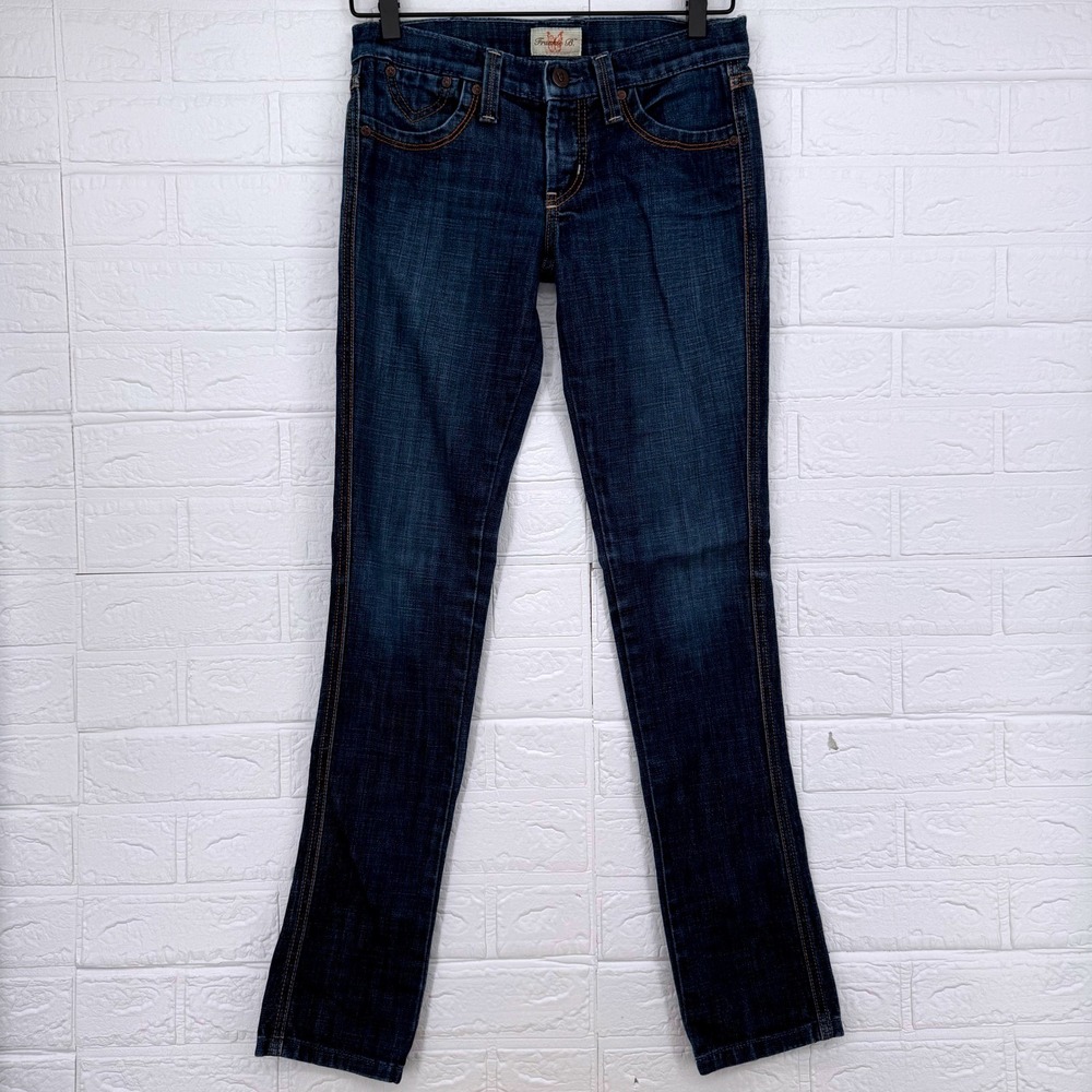 Frankie B Jeans Women Sz 2 Dark Blue Low Rise Y2K Skinny Denim Designer